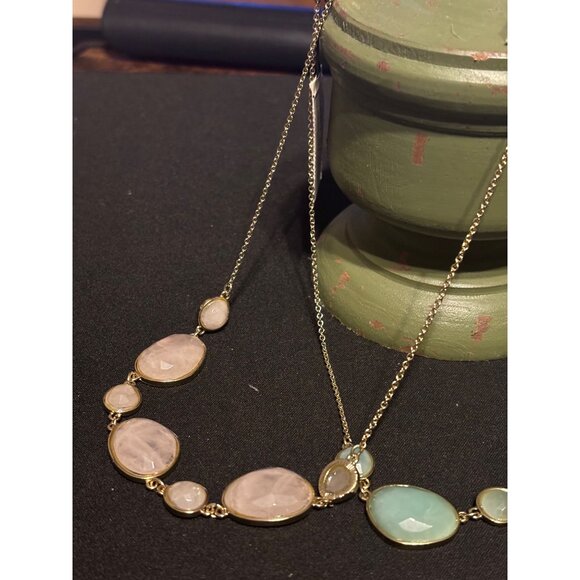 Talbots Semi-Precious Stones Necklace With Gold Chain & Pastel Gem Details - Picture 8 of 10